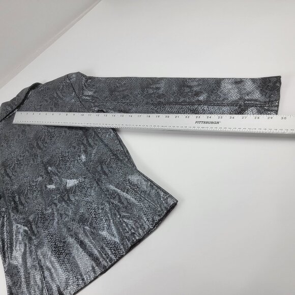 Vintage Y2K Club Kids Metallic Snake Print Moto Jacket & Skirt Set Silver Black - Picture 8 of 16